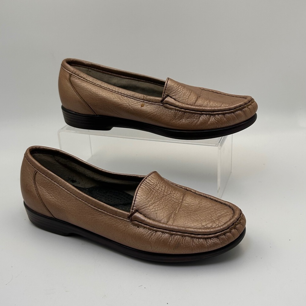 SAS Loafers Women 7.5M Bronze Metallic Leather Triad Comfort Office Professional